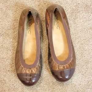 Vionic Bronze Allora Flats, Size 6